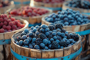 Fresh Fruit Display at Farmers Market