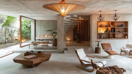 Modern Minimalist Interior Space with Natural Elements