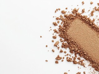 Textured bronze makeup powder on white background - beauty and cosmetic product