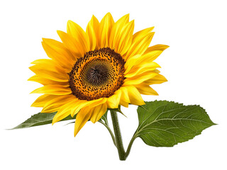 Obraz premium A yellow sunflower in full bloom, isolated on a clean transparent background, PNG file.