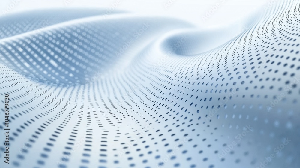 Poster abstract wave pattern with dots in light blue tones