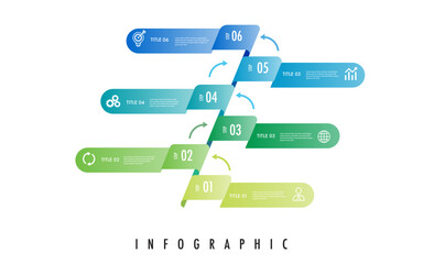 infographic template 6 step for business direction, marketing strategy, diagram, data, growth