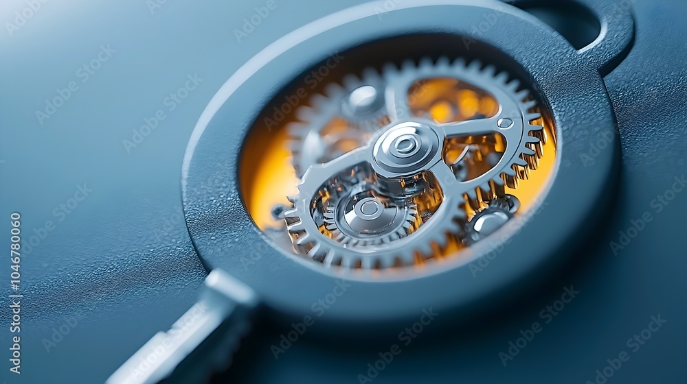 Poster unlocking the secrets of technology a close up of a keyhole revealing its intricate and warmly glowi