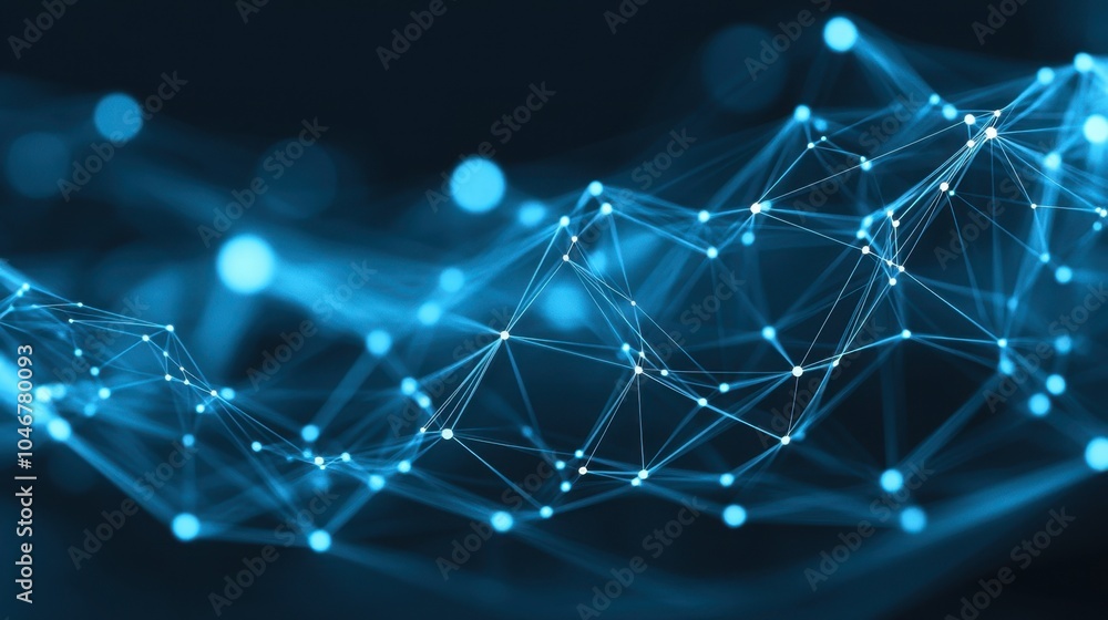 Poster abstract connection of data points in blue tone