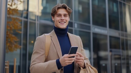 Fototapeta premium The Young Man with Phone