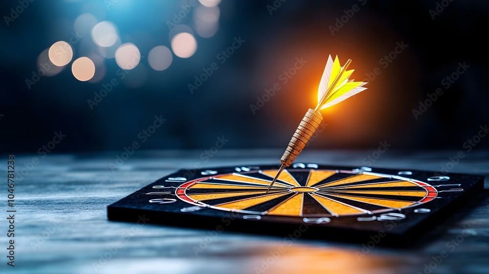 Poster precision and accuracy are highlighted in this image of a glowing arrow striking the center of a sof