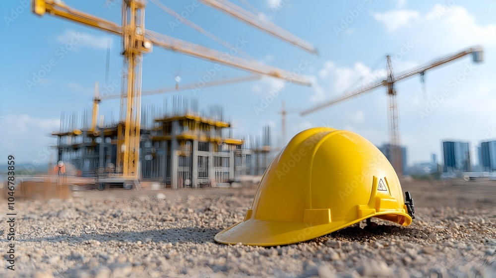 Leinwandbilder glowing engineer s hard hat illuminated under a warm bokeh light symbolizing the role of technology 