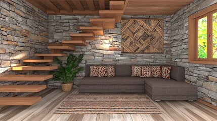 Modern living room with stylish furniture and warm lighting, creating a cozy space for home comfort and design inspiration. 