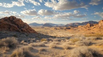 Desert landscape with red rocks