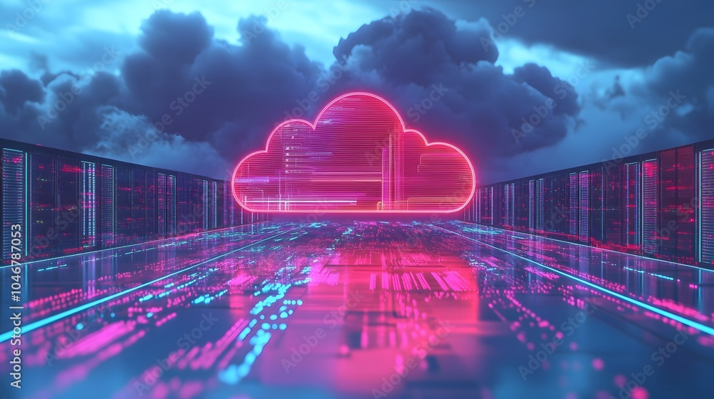 Poster cloud computing concept,cloud for transfer data.cloud computing, big data center, future infrastruct