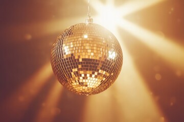 Obraz premium Shimmering disco ball with warm glowing lights