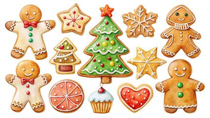 Naklejka premium Set of gingerbread cookies for Christmas decoration element for Xmas seasonal promotions and holiday advertising.