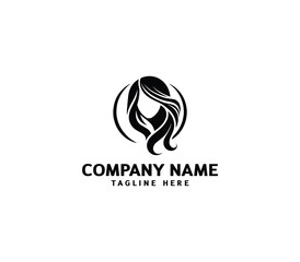 Vector woman hair logo. Hair minimalist logo. hairstyle logo for beauty salon, hair salon, cosmetic