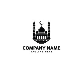 Vector silhouette mosque silhouette logo. Masjid sings template. Islamic building symbol. Masjid icon