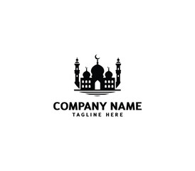 Vector silhouette mosque silhouette logo. Masjid sings template. Islamic building symbol. Masjid icon