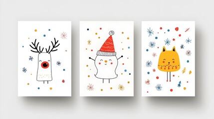 Vibrant Three in One Christmas and New Year Card Set with Perfect for Social Media Web Design and Holiday Marketing Campaigns