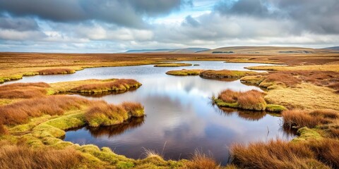 Obraz premium Wetland area forming peat near Hoo Field Voe on Mainland Shetland UK