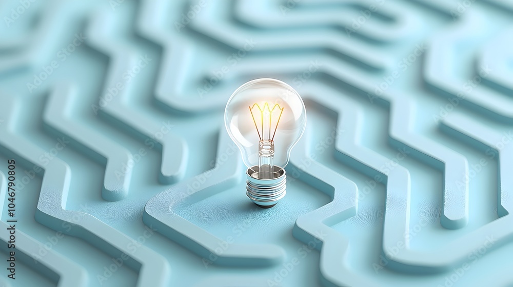 Poster luminous labyrinth a conceptual representation of creativity and inspired ingenuity featuring a ligh