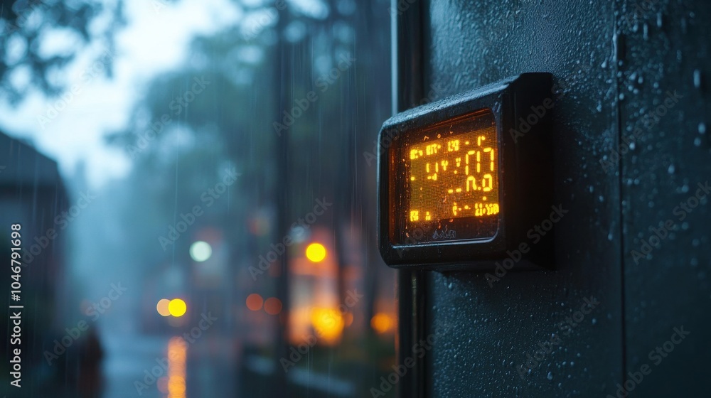 Poster digital weather station with real-time data display.