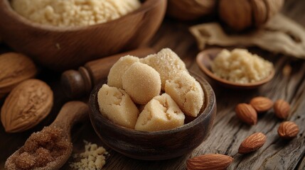 Marzipan. Almond Paste Candy. Sweet Nut Ingredient with Ground Almonds