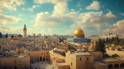 Middle Eastern City Landscape. Beautiful Scenery with Ancient Architecture and Rich History