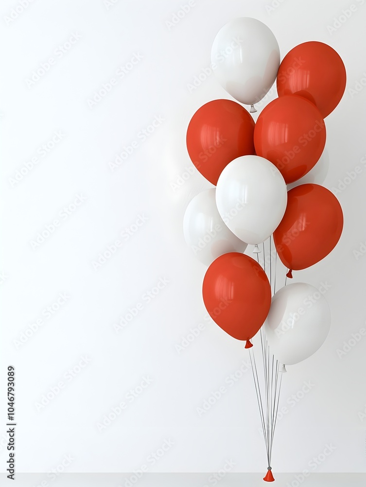 Leinwandbilder gracefully floating red and white balloons in a minimalist 3d design creating a celebratory and fest