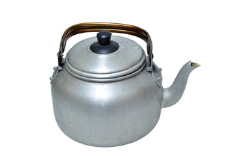 Aluminum kettle with white background