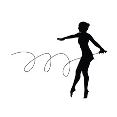 Ballerina silhouette with long ribbon
