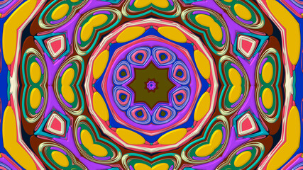 Abstract colorful psychedelic mandala kaleidoscope background pattern for a summer music festival
