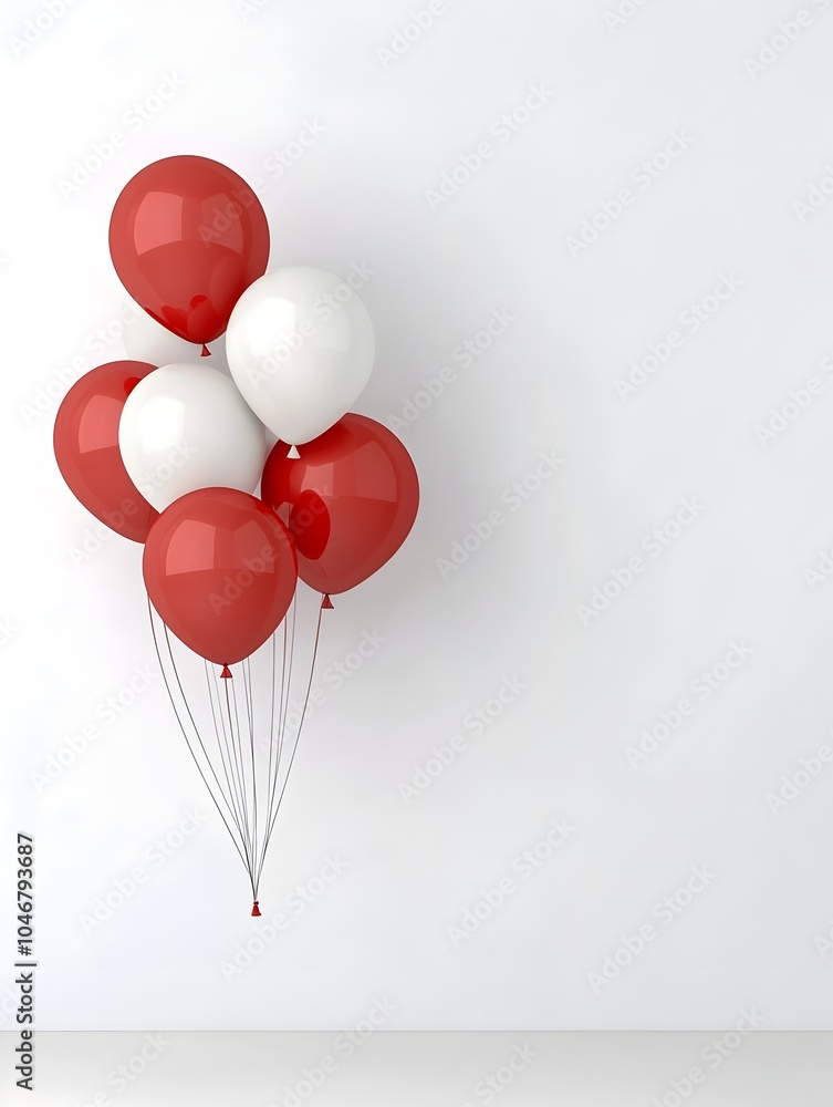 Aufkleber striking 3d red and white balloons elegantly hovering against a clean minimalist white background cr