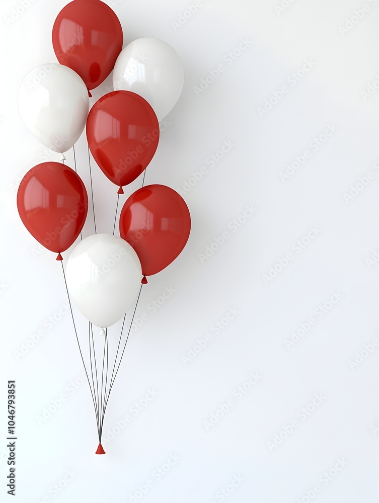 Aufkleber elegant 3d rendered red and white balloons gently floating on a smooth white backdrop evoking a clea