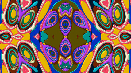 Abstract colorful psychedelic mandala kaleidoscope background pattern for a summer music festival