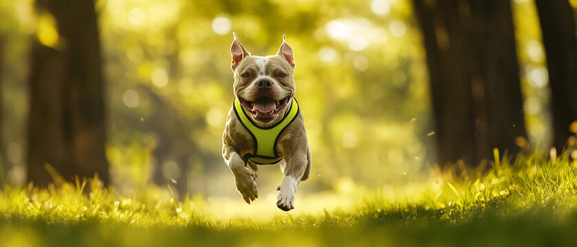 American Staffordshire Terrier Dog Running in Action