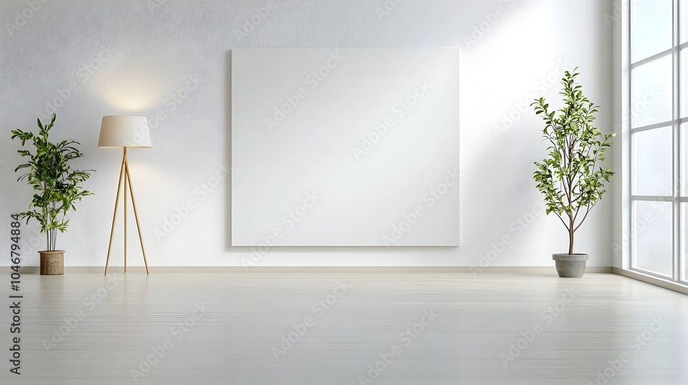 Poster minimalist blank canvas mockup set in a stylish and contemporary room with clean lines refined elega