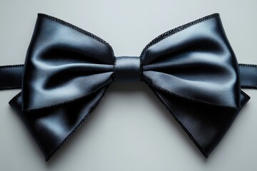 Bow in dark blue on white background. The studio is close to photography for design.