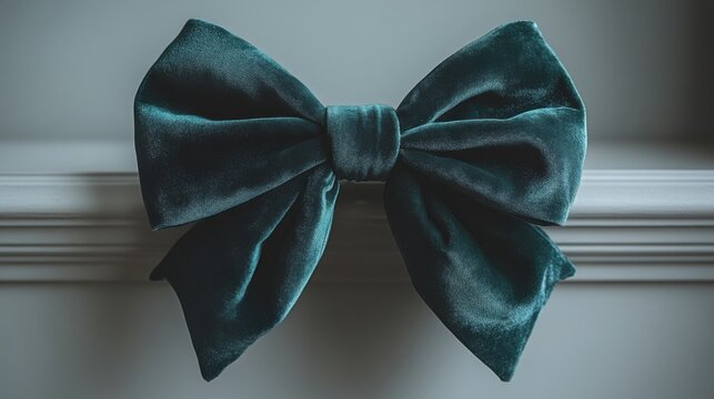 Velvet ribbon in dark green on a white background. Studio proximity photography for design