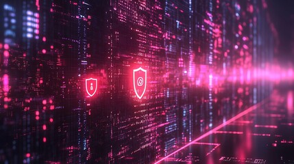 Obraz premium Floating code locks and shield icon
