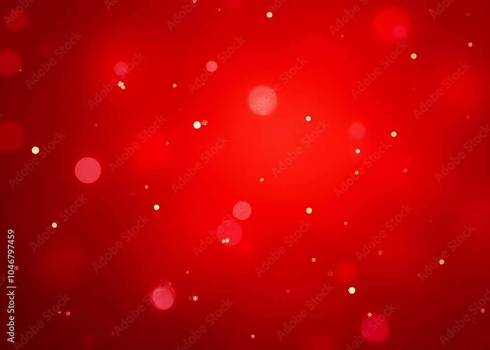 Poster red abstract light bokeh glitter on a festive red holiday christmas background with abstract details