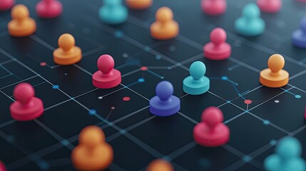 A vibrant array of colorful game pieces on a grid, symbolizing connection, strategy, or teamwork in a playful setting.