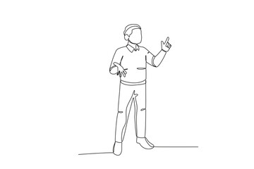 Obraz premium Continuous one line drawing of Male teacher teaching in class, Teacher_s day