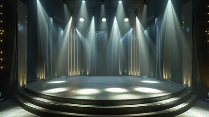 An empty stage with a spotlight.