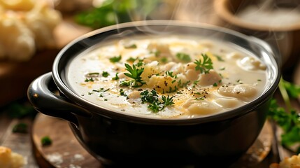A steaming bowl of clam chowder is the perfect comfort food for a cold day.