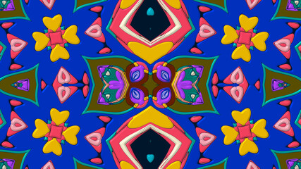 Abstract colorful psychedelic mandala kaleidoscope background pattern for a summer music festival