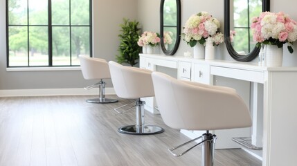 Fototapeta premium Modern Chic Hair Salon Reception Area Design