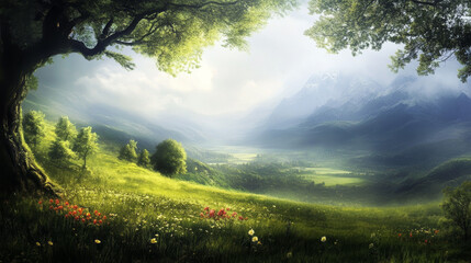 Generative ai illustration of a Elysium Boundless Meadows