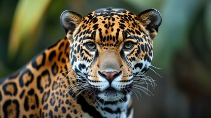 Fototapeta premium Close-up of jaguar with striking orange and black spots