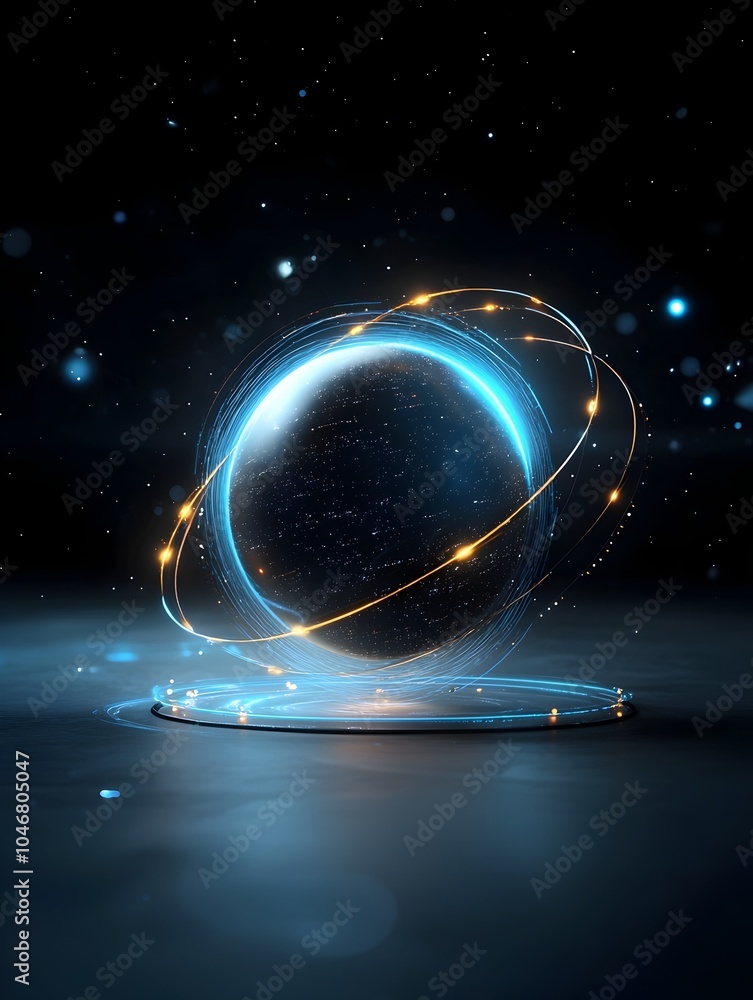 Fototapete luminous cosmic sphere with intricate light patterns and vibrant energy spirals glowing in the depth
