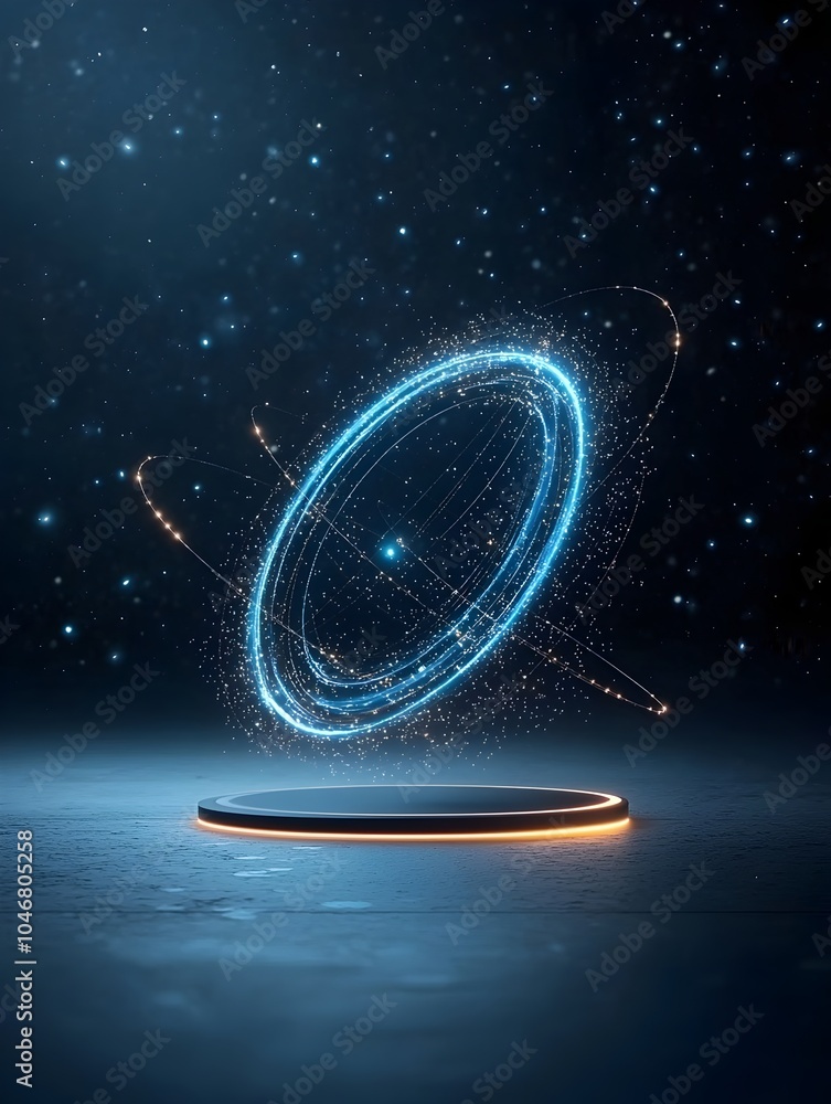 Aufkleber Mesmerizing cosmic sphere bursting with vibrant swirling energy intricate light trails creating dynamic motion and a sense of fluid ethereal movement against a distant starry backdrop