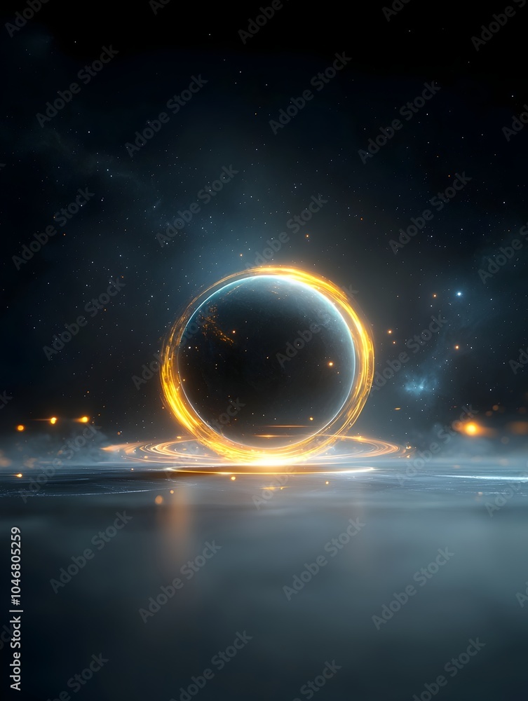 Aufkleber glowing cosmic sphere with energy waves pulsing around its surface set against a swirling nebula and