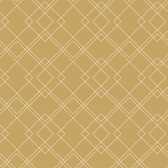 Abstract geometric pattern with crosses, stripes, lines. Seamless vector background. White and gold ornament. Modern reticulated graphic design.
